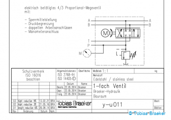 Schaltplan Hydraulik Steuerventil 4/3 Wegeventil Braeker-Hydraulik | circuit diagramm 4-port/3-way proportional valve